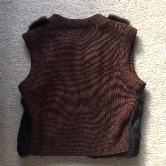 Qi Cashmere Rabbit Fur Vest- Brown - Picture 2 of 2